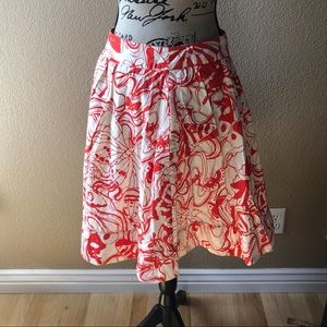 Anthropologie Fei cream/orange floral skirt